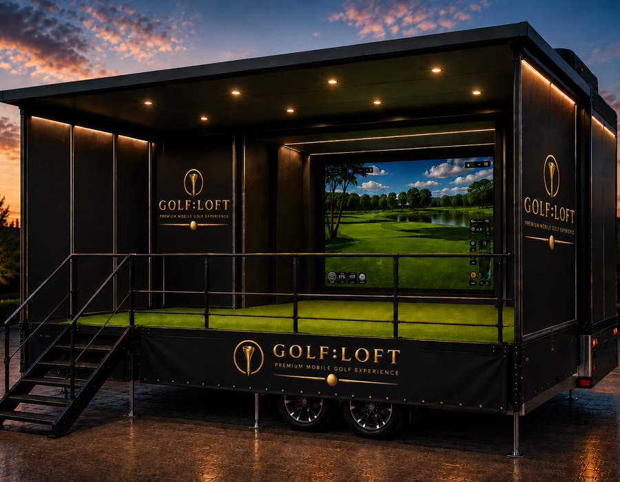 The Golf Loft mobile golf simulator — concept visualisation